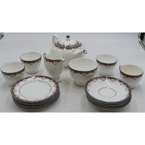 68 - A Wedgewood Medici part tea service, 1 teapot, milk jug, sugar bowl, 4 cups, 6 saucers, 6 side plate... 