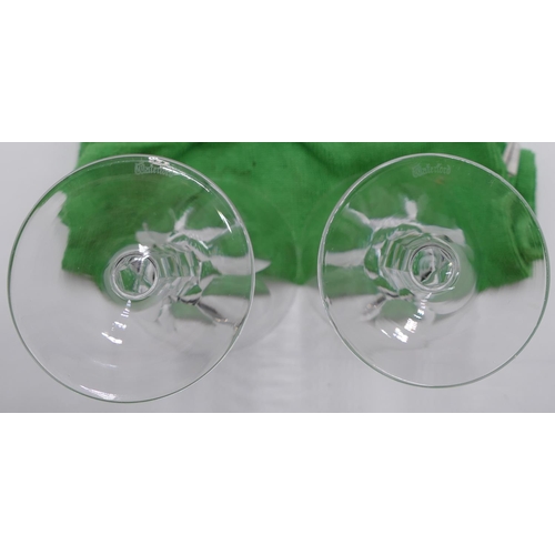 87 - A set of 6 Waterford round trumpet shaped wine glasses with thumb pattern decoration on hexagonal st... 