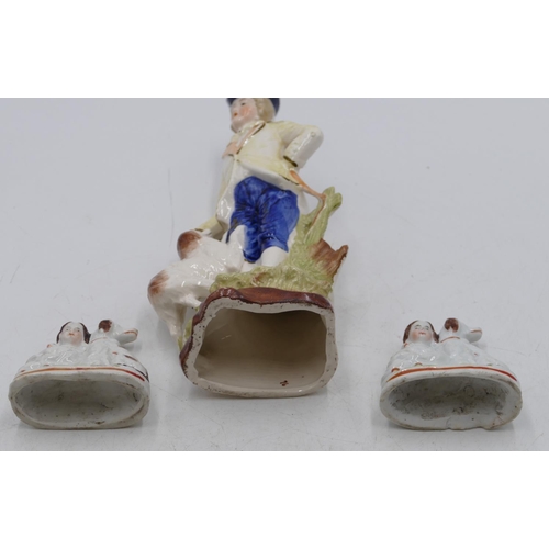 92 - A pair of Victorian small Staffordshire groups of seated children with dogs and puppies, 7cm high an... 