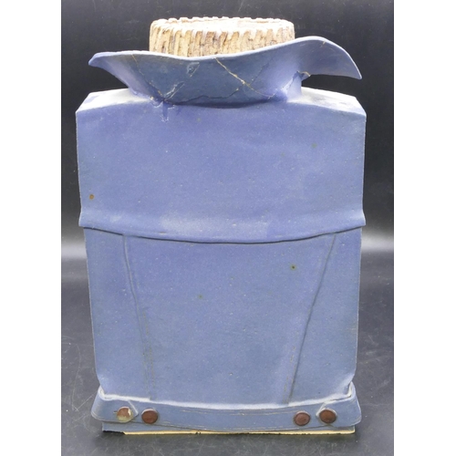 106 - A Studio Pottery vase in form of a jacket over roll neck top (collar restored), stamped JH '79 to ba... 