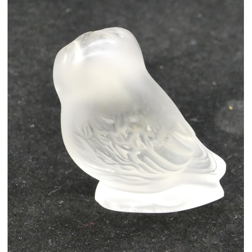 12 - A Lalique small frosted glass figure of an owl, signed, 5.5cm high.