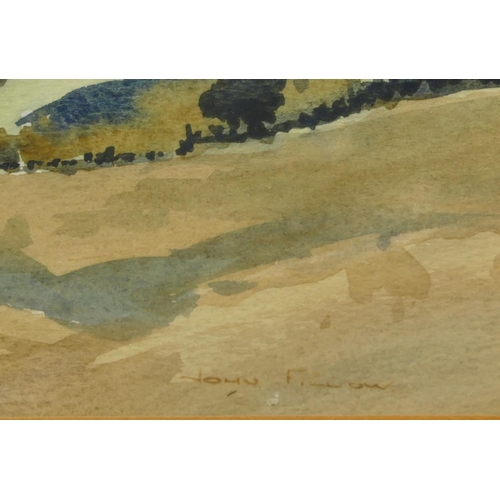 248 - John Pillow watercolour depicting open landscape from hilltop 