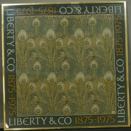 268 - A Liberty & Co 1875-1975 silk scarf mounted in gilt frame, 87 x 86cm.