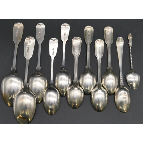 278 - 4 odd Victorian silver egg spoons and 7 various other silver teaspoons, 6.9oz (11).