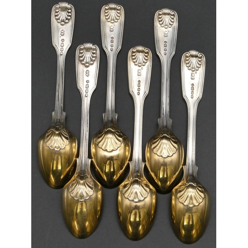 288 - A Harlequin set of 6 Victorian silver and silver gilt King's pattern teaspoons, 5.1oz.