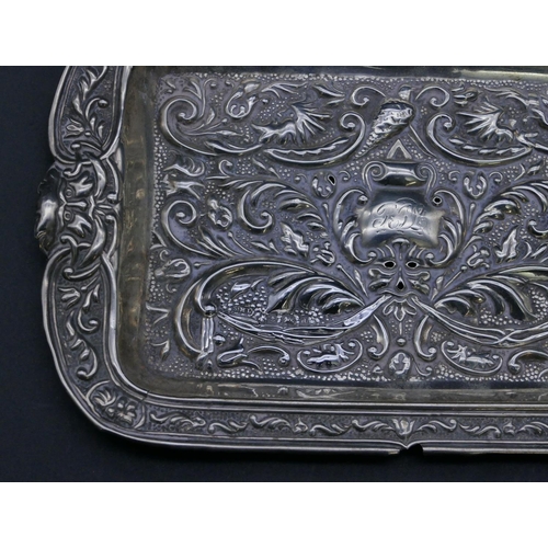 314 - A Birmingham silver small rectangular shaped pin dish with all over embossed decoration, 15.5cm wide... 