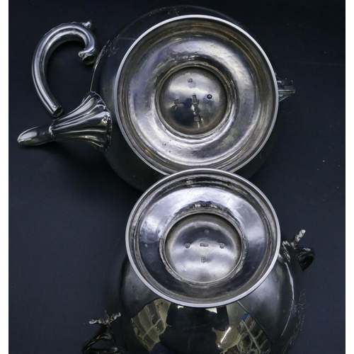 333 - An early Victorian Scottish silver 3-piece round bulbous shaped tea service with all over engraved a... 