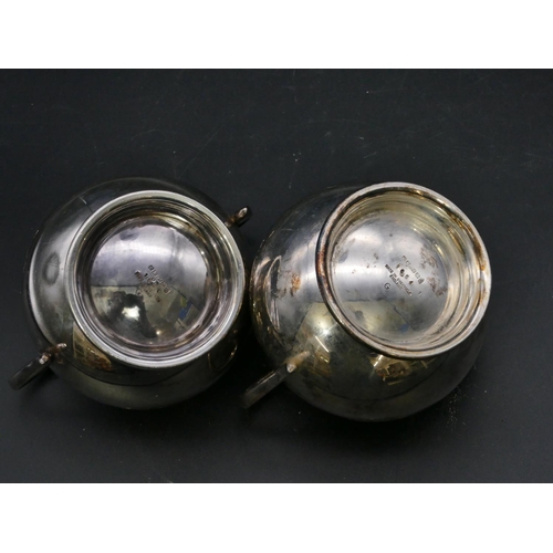 335 - A 4-piece silver plated round bulbous shaped tea and coffee service with engraved decoration, teapot... 