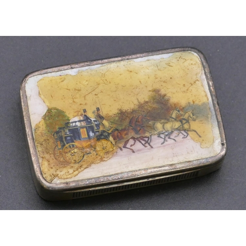 359 - A Victorian London silver rectangular shaped matchbox with enamelled hinged lid (in need of restorat... 