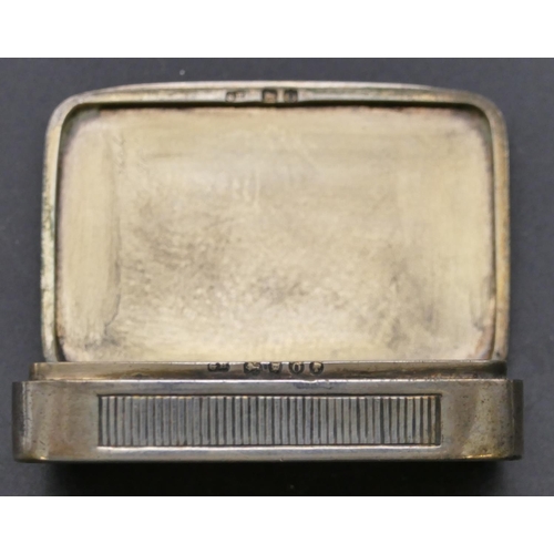 359 - A Victorian London silver rectangular shaped matchbox with enamelled hinged lid (in need of restorat... 