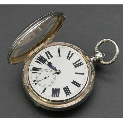 427 - A Tumpowski, Birmingham, large London silver open faced pocket watch with white enamel dial and seco... 