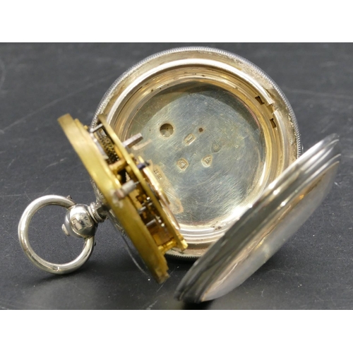 427 - A Tumpowski, Birmingham, large London silver open faced pocket watch with white enamel dial and seco... 