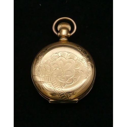 434 - An Illinois Watch Co full Hunter fob watch with engraved decoration, enclosing white enamel dial and... 