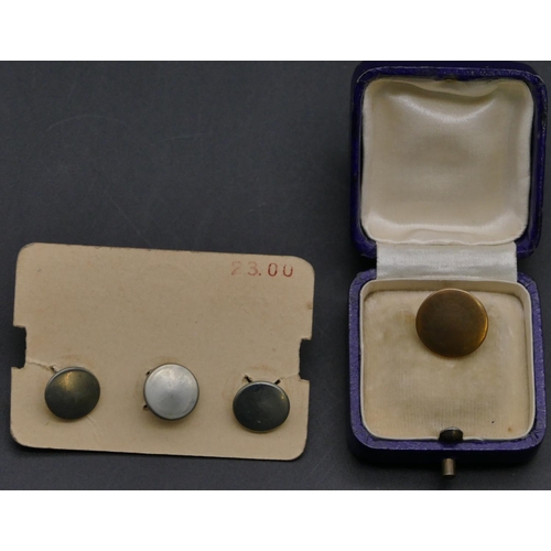 453 - A gold dress stud mounted with pearl, cased, other modern dress studs.