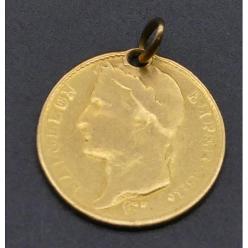 455 - A 19th Century Napoleon 20 Franc, 1811, mounted as a pendant (hole drilled to top), 6.1 grams.