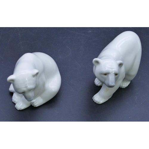 58 - 2 Lladro figures of polar bears, largest 9.5cm high. (2)