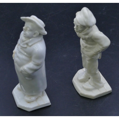 66 - 2 Royal Doulton Dickens caricatures on white ground (chip to hat on 1), 14cm high. (2)