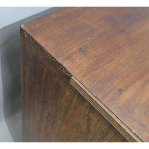 749 - A 19th Century mahogany straight front chest of drawers with reeded rim, 3 long drawers with drop br... 