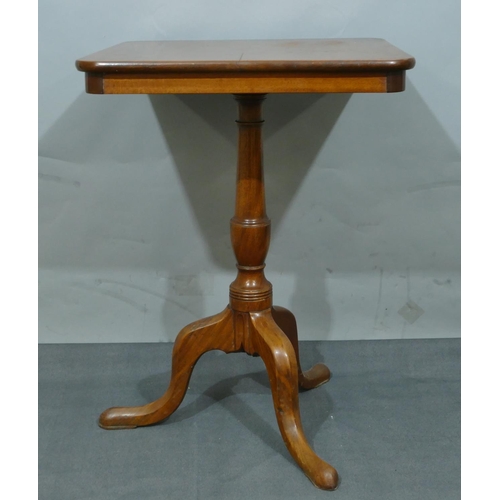 772 - A 19th Century mahogany square tilt top occasional table on turned stem with 3 splayed legs, 55 x 54... 