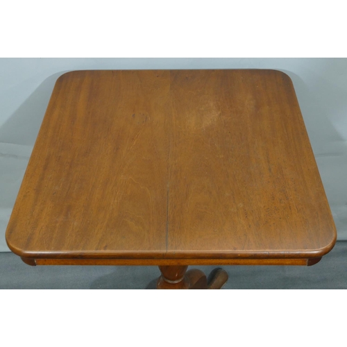 772 - A 19th Century mahogany square tilt top occasional table on turned stem with 3 splayed legs, 55 x 54... 