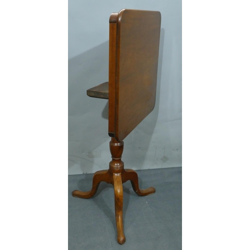 772 - A 19th Century mahogany square tilt top occasional table on turned stem with 3 splayed legs, 55 x 54... 