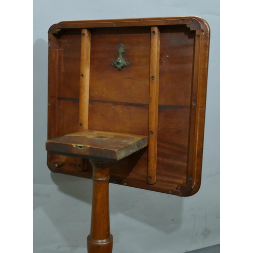 772 - A 19th Century mahogany square tilt top occasional table on turned stem with 3 splayed legs, 55 x 54... 