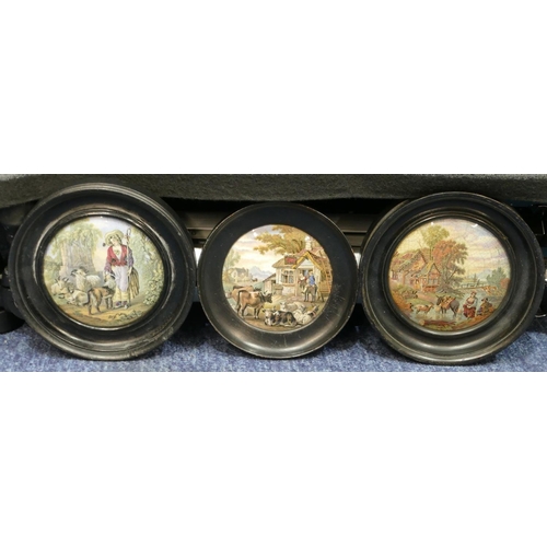 89 - 3 Victorian Prattware pot lids 