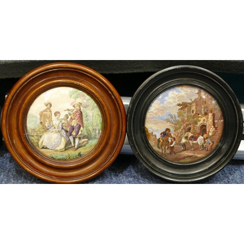 90 - 2 Victorian Prattware pot lids 