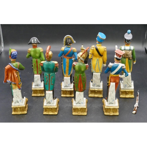 102 - A set of 8 Naples china figures of various military gentlemen 