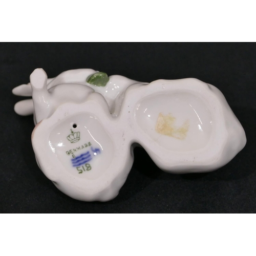 151 - A Royal Copenhagen white china group of 2 rabbits, number 518, 11cm wide