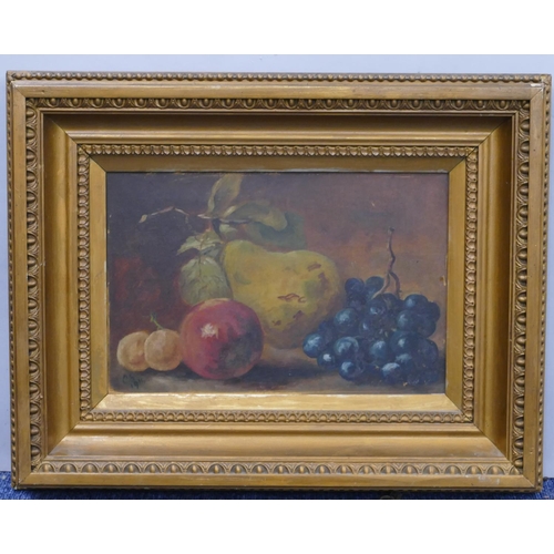 170 - An early 20th Century still life oil on canvas depicting fruit, initialed CS and dated 1911, in gilt... 