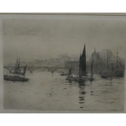 177 - Rowland Langmaid, signed, black and white etching 