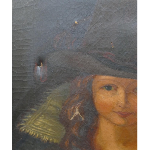 190 - A 19th Century oil on canvas half length portrait of a young girl, unsigned and unframed (some sligh... 