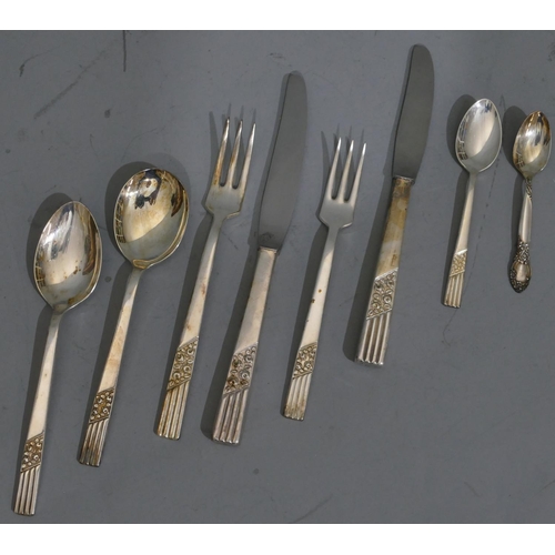 229 - An Arden silver plated 6-place setting flatware service with raised floral and reeded handles, boxed... 