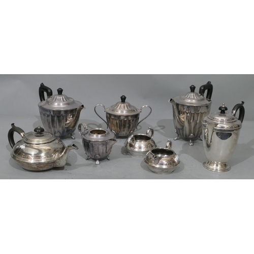 230 - A 4-piece silver plated round fluted tea and coffee service, coffee pot, teapot, 2-handled lidded su... 