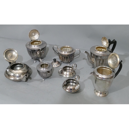 230 - A 4-piece silver plated round fluted tea and coffee service, coffee pot, teapot, 2-handled lidded su... 