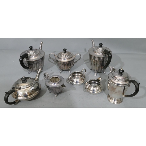 230 - A 4-piece silver plated round fluted tea and coffee service, coffee pot, teapot, 2-handled lidded su... 