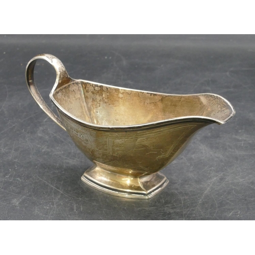 242 - A Birmingham silver sauceboat with rectangular splayed   base, 4.7oz