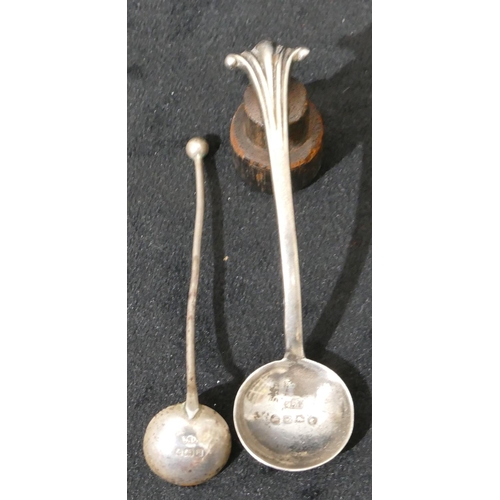 294 - A set of 3 Scottish silver salt spoons with gilt bowls, a Georgian silver mustard spoon and 3 other ... 