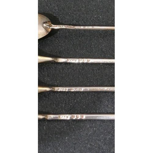 294 - A set of 3 Scottish silver salt spoons with gilt bowls, a Georgian silver mustard spoon and 3 other ... 