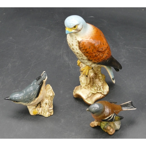 3 - 2 small Beswick figures of birds, Nuthatch 2413 and Chaffinch 991, a larger Beswick figure of a Kest... 