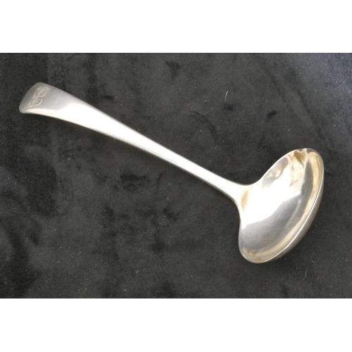 302 - A Continental silver coloured metal plain sauce ladle, 1.7oz