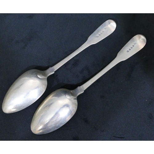 305 - A pair of Georgian silver tablespoons, maker's mark T.B., 4.3oz