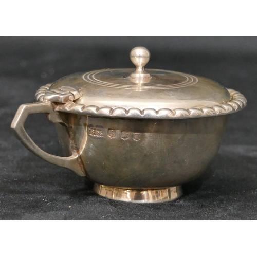 315 - A 5-piece Scottish silver condiment set with ball rims, a pair of triangular shaped salts, a pair of... 