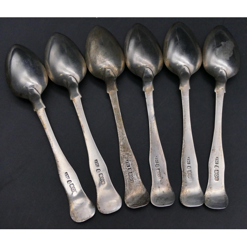 338 - A set of 6 Scottish George III silver teaspoons with shell motifs, Edinburgh 1811, makers mark JM, 4... 