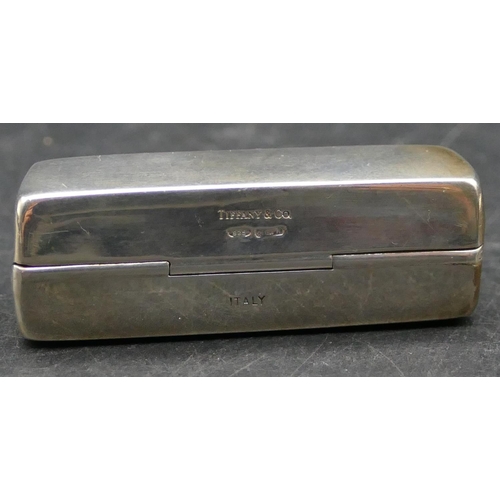 346 - A Tiffany & Co 925 silver miniature pill box in form of a Gladstone bag, 5cm long, 1oz.