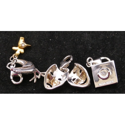 385 - 3 modern silver small charms