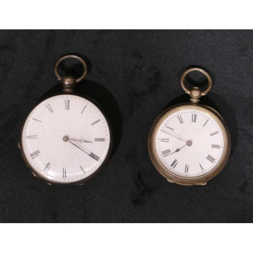 408 - A Continental silver coloured metal open faced pocket watch with white enamel dial and Roman numeral... 