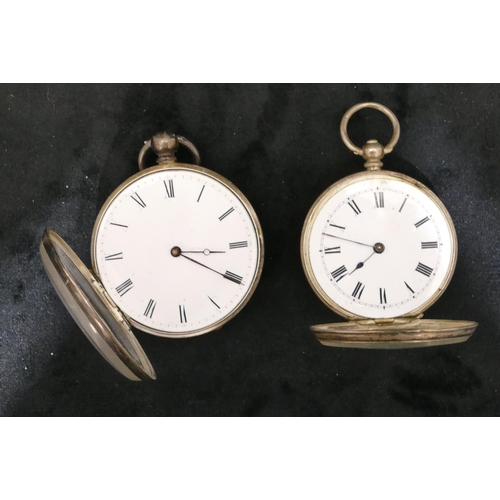 408 - A Continental silver coloured metal open faced pocket watch with white enamel dial and Roman numeral... 