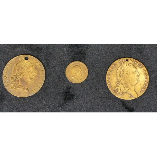 430 - 2 George III tokens, 1790 and 1791, a miniature sovereigns style coin, 1902 (3)